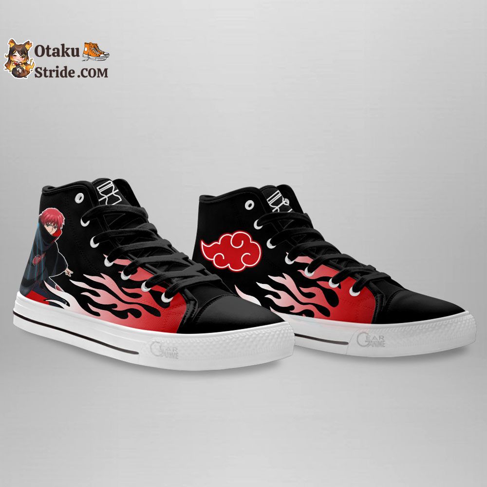 Sasori High Top Shoes Anime Akatsuki Sneakers Flame Style