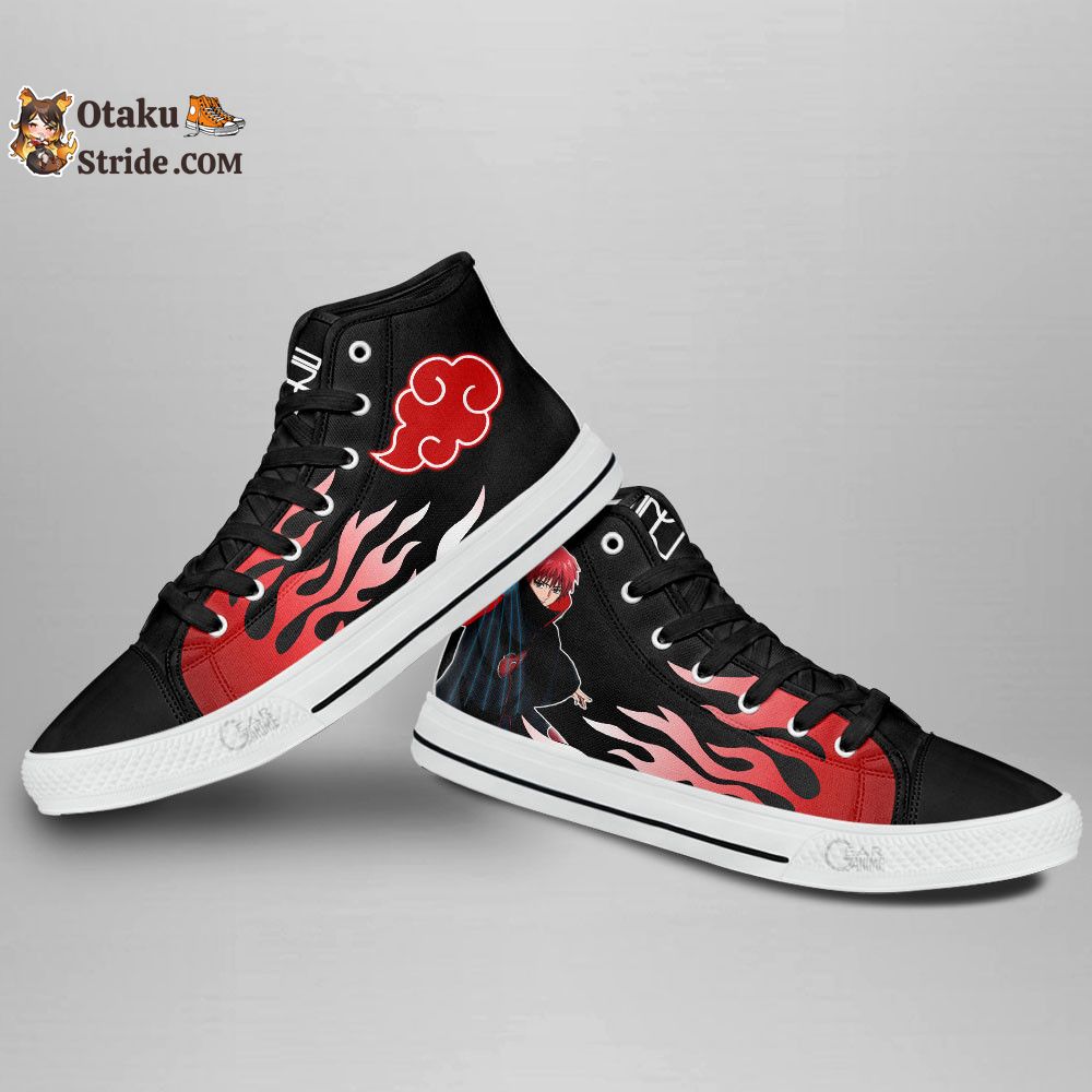 Sasori High Top Shoes Anime Akatsuki Sneakers Flame Style