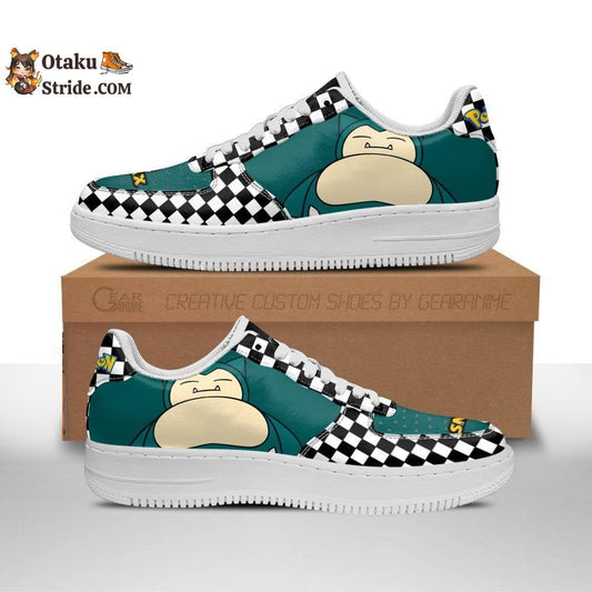 Poke Snorlax Sneakers Checkerboard Anime Shoes