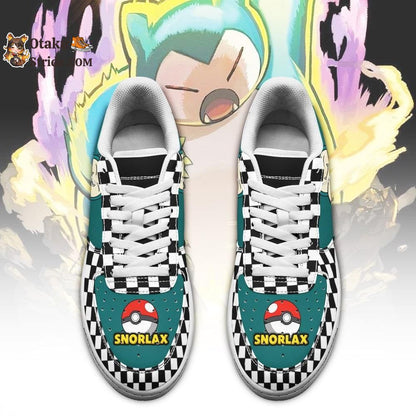 Poke Snorlax Sneakers Checkerboard Anime Shoes