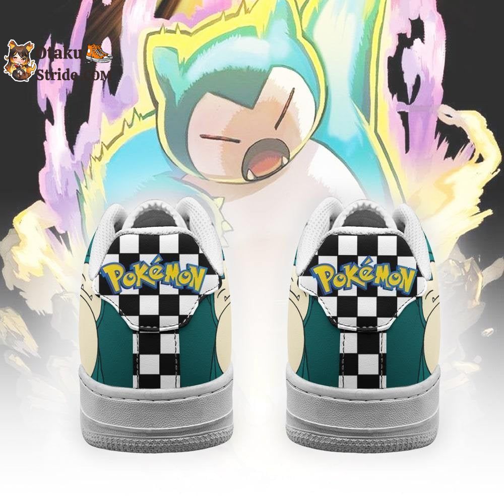 Poke Snorlax Sneakers Checkerboard Anime Shoes