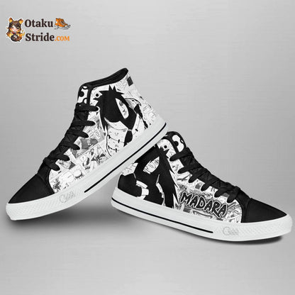 Custom Madara Uchiha Anime High Top Sneakers – Naruto Manga Shoes