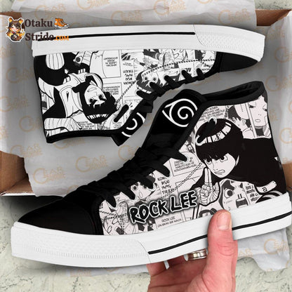 Custom Rock Lee Anime High Top Sneakers – Naruto Manga Shoes