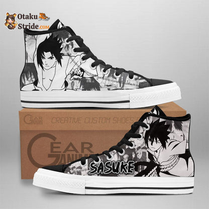 Sasuke Uchiha Custom Anime High Top Sneakers – Naruto Manga Shoes