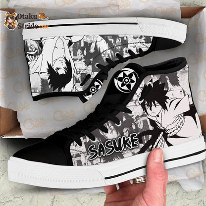 Sasuke Uchiha Custom Anime High Top Sneakers – Naruto Manga Shoes