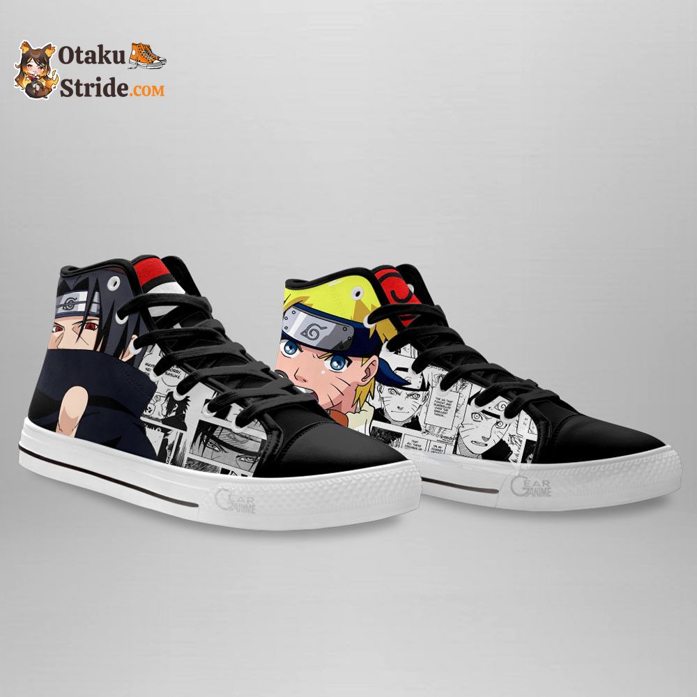 Custom Itachi Uchiha and Naruto Uzumaki Anime High Top Sneakers – Mix Manga Naruto Shoes