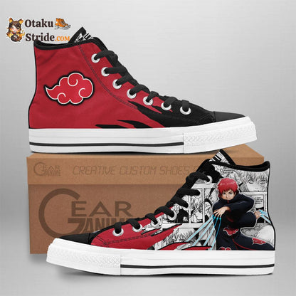 Custom Sasori High Top Anime Sneakers – Akatsuki Manga Naruto Mix Design