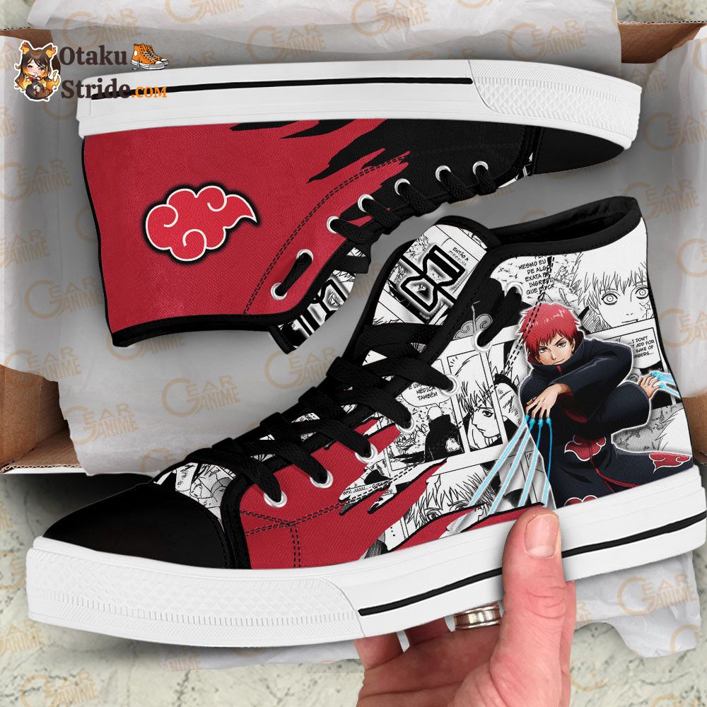 Custom Sasori High Top Anime Sneakers – Akatsuki Manga Naruto Mix Design