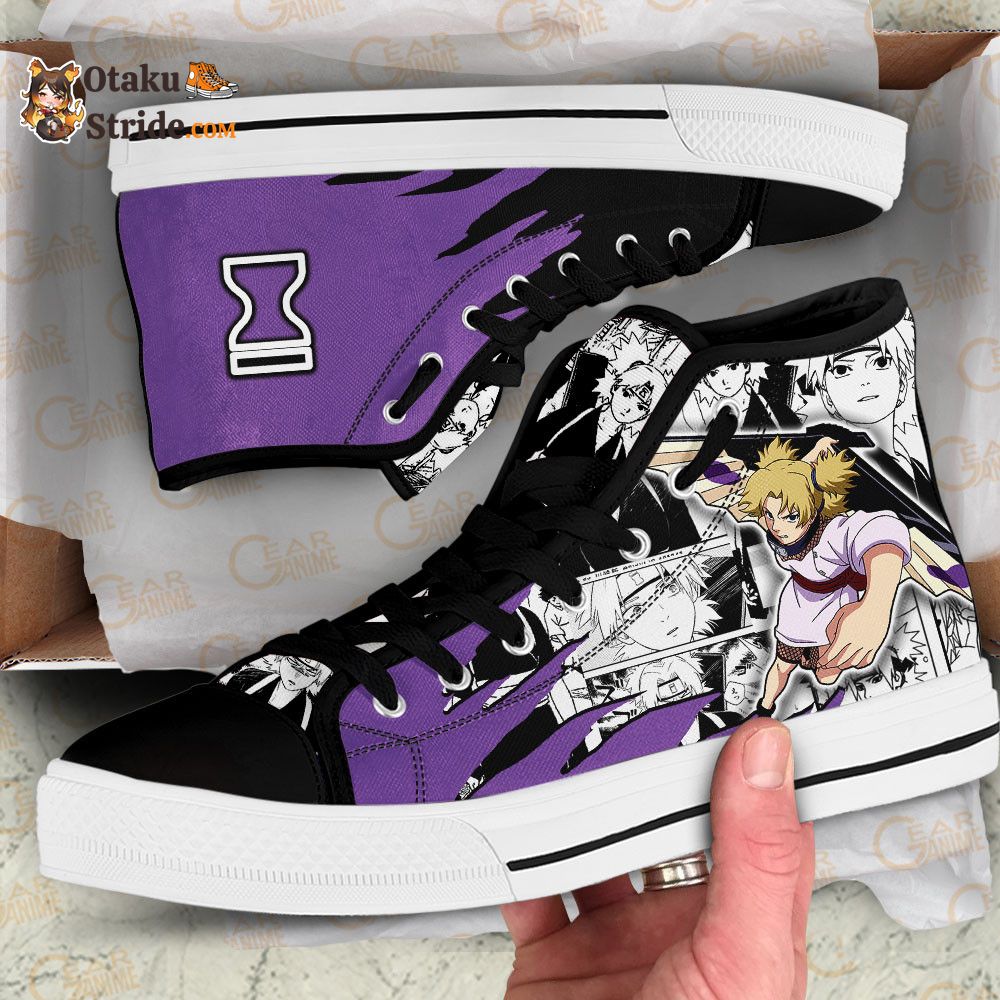 Temari High Top Shoes with Naruto Manga Mix Design