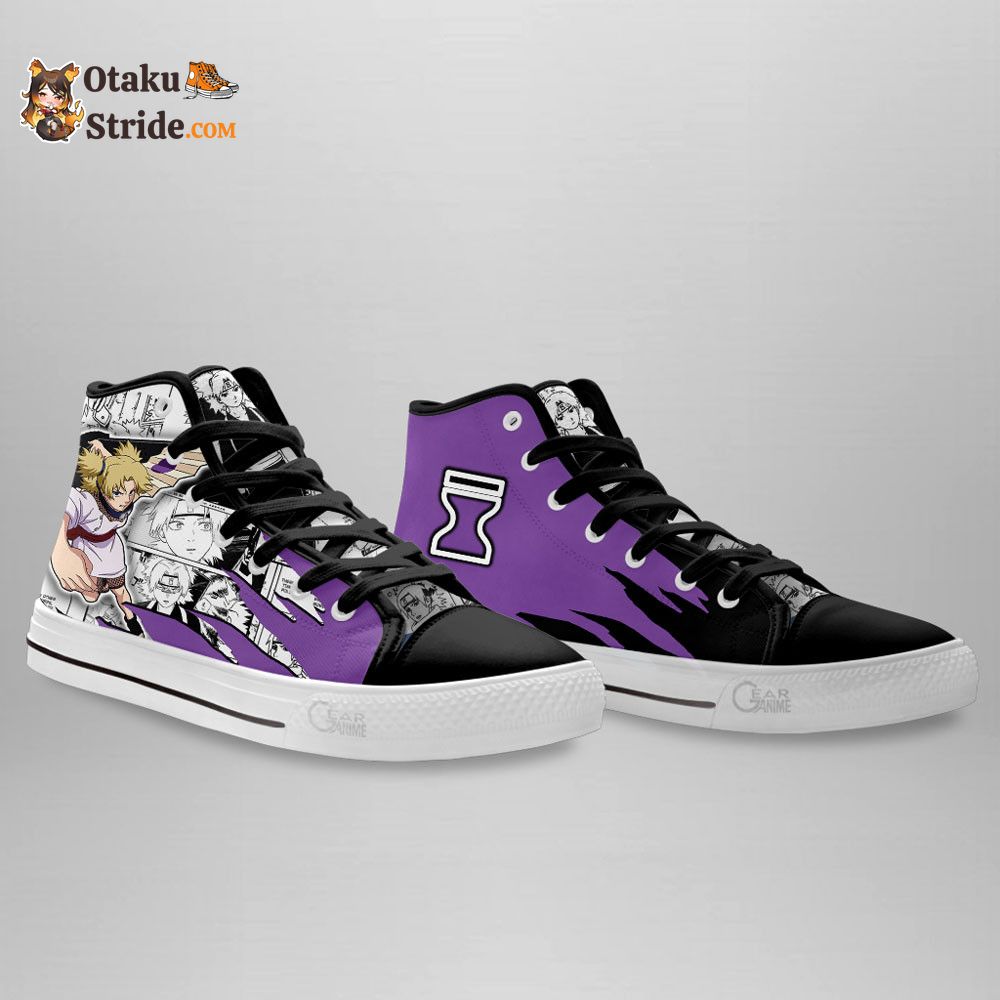 Temari High Top Shoes with Naruto Manga Mix Design