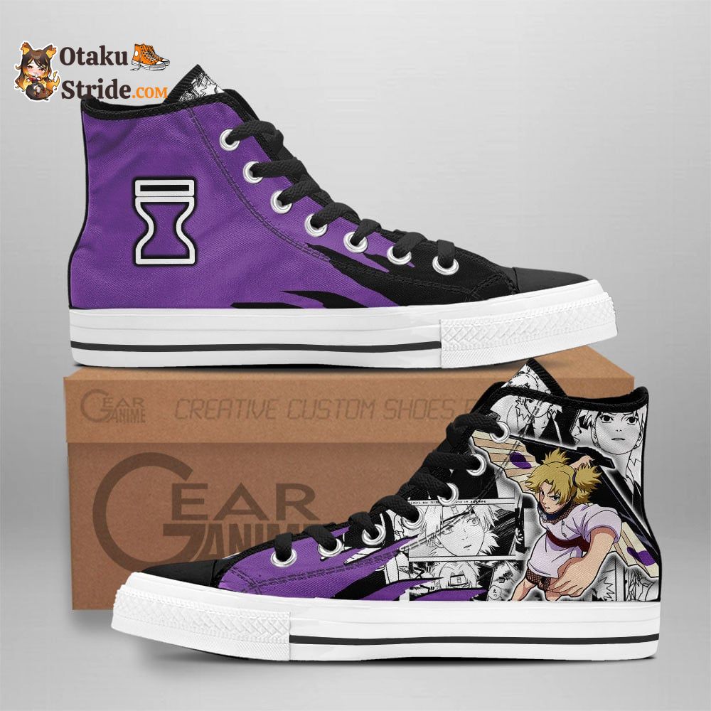 Temari High Top Shoes with Naruto Manga Mix Design