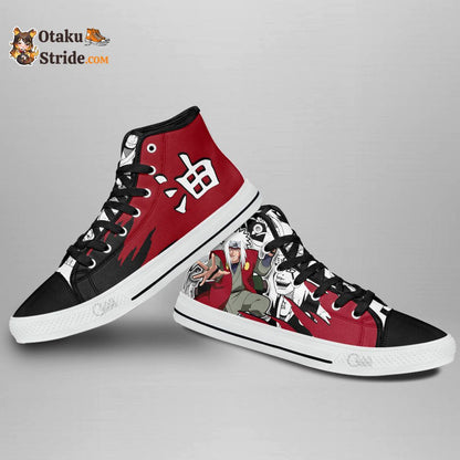 Custom Jiraiya High Top Anime Sneakers – Naruto Manga Mix Footwear