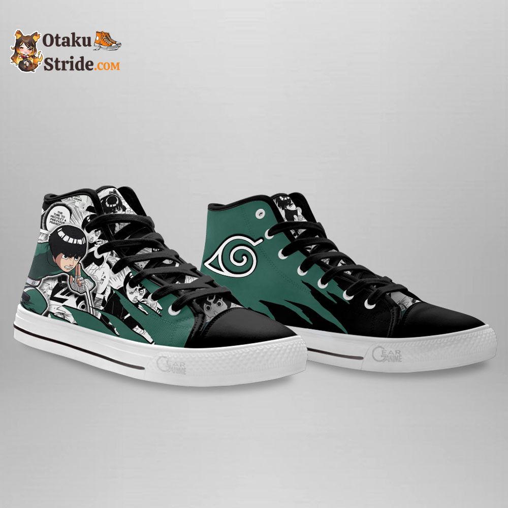 Custom Anime Sneakers Featuring Rock Lee from Naruto – High Top Manga Shoes