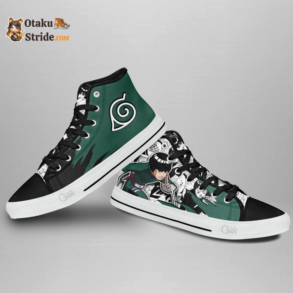 Custom Anime Sneakers Featuring Rock Lee from Naruto – High Top Manga Shoes