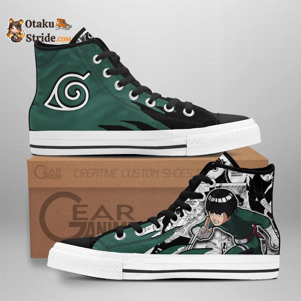 Custom Anime Sneakers Featuring Rock Lee from Naruto – High Top Manga Shoes