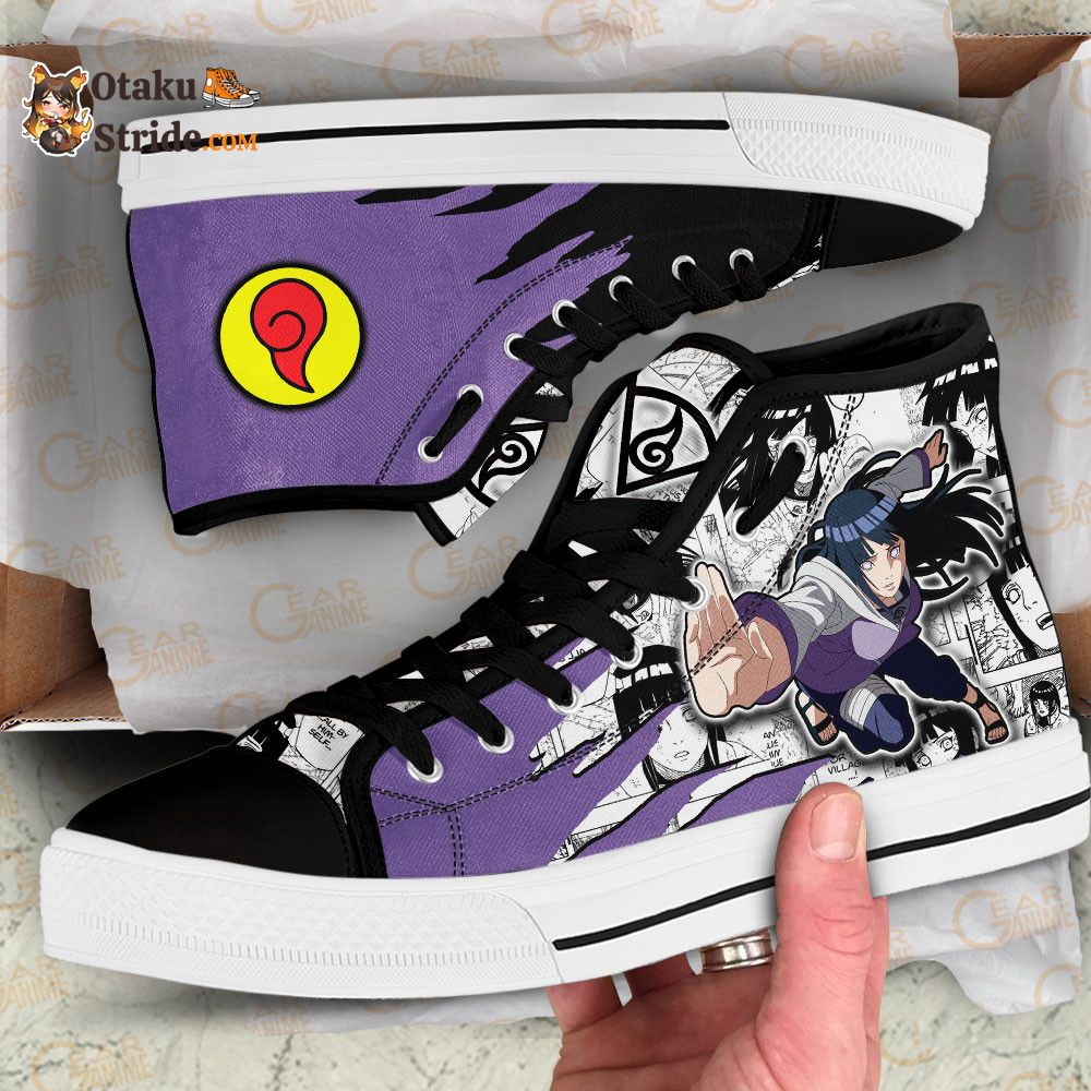 Hinata Hyuga Naruto High Top Shoes Mix Manga Print