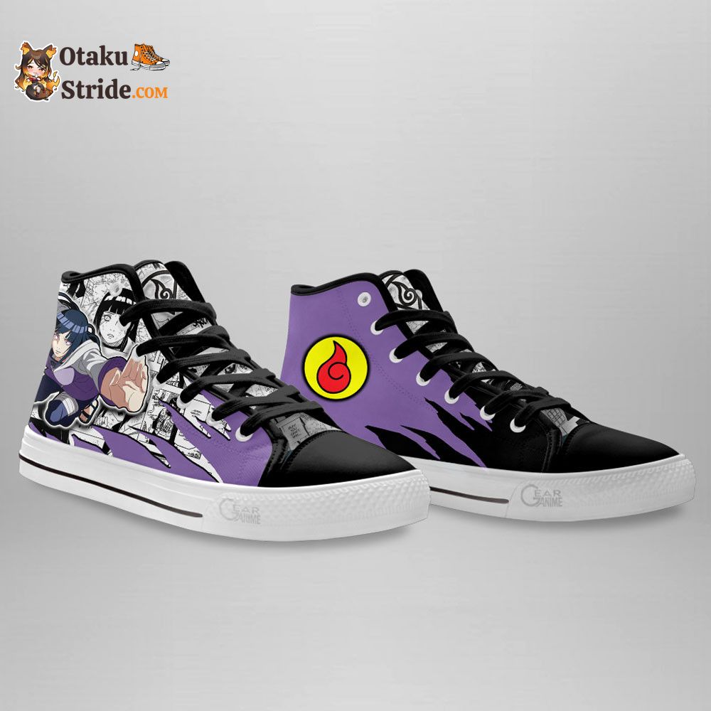 Hinata Hyuga Naruto High Top Shoes Mix Manga Print