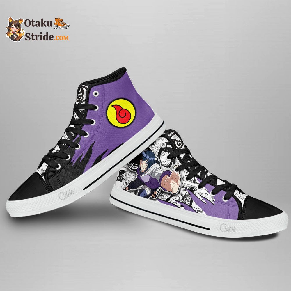 Hinata Hyuga Naruto High Top Shoes Mix Manga Print