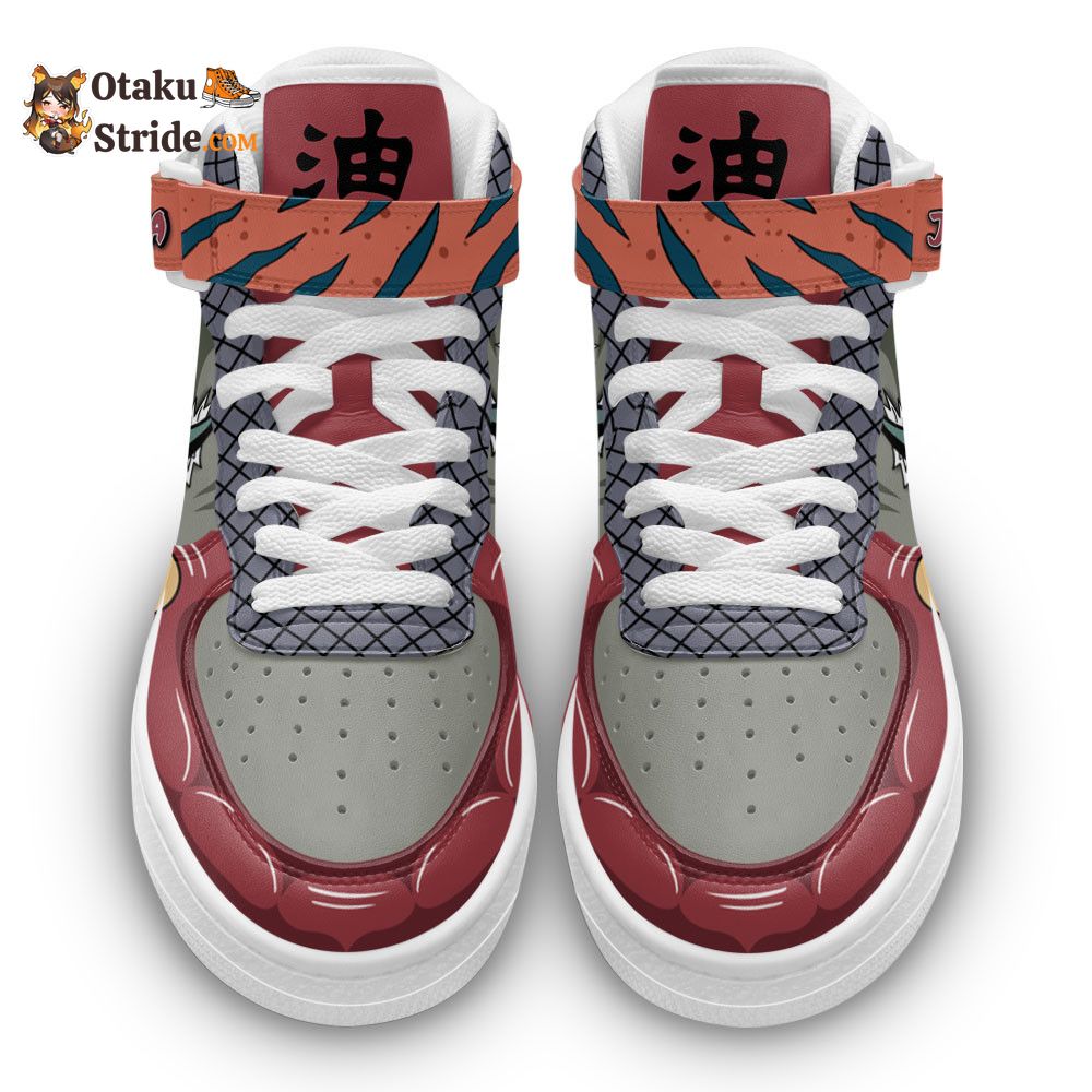 Custom Jiraiya Anime Sneakers – Naruto Air Mid Shoes with NRT Design and Unique Skills Print.