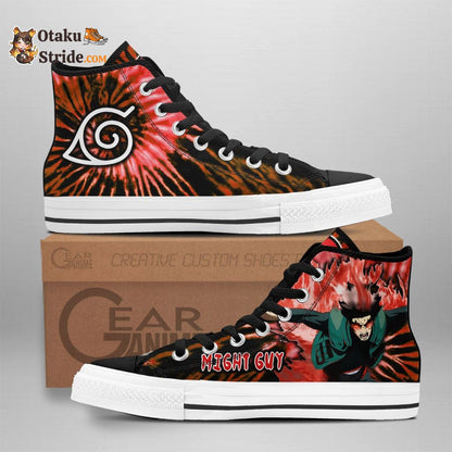 Custom Naruto Tie Dye High Tops – Might Guy NRT Sneakers Anime Shoes