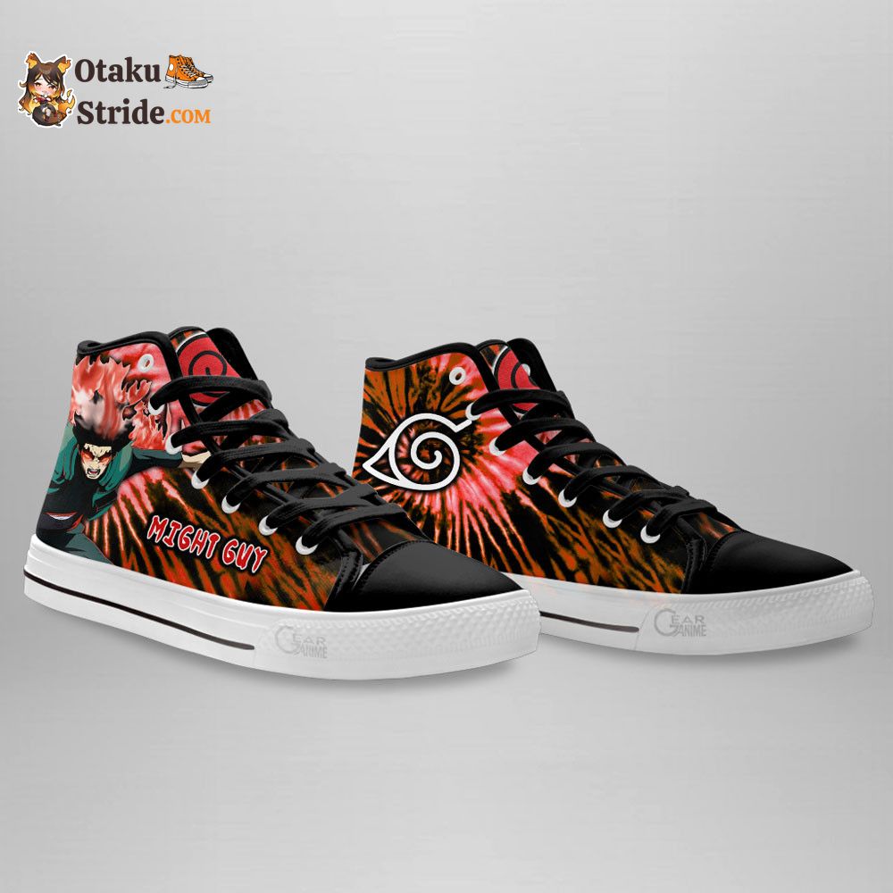 Custom Naruto Tie Dye High Tops – Might Guy NRT Sneakers Anime Shoes