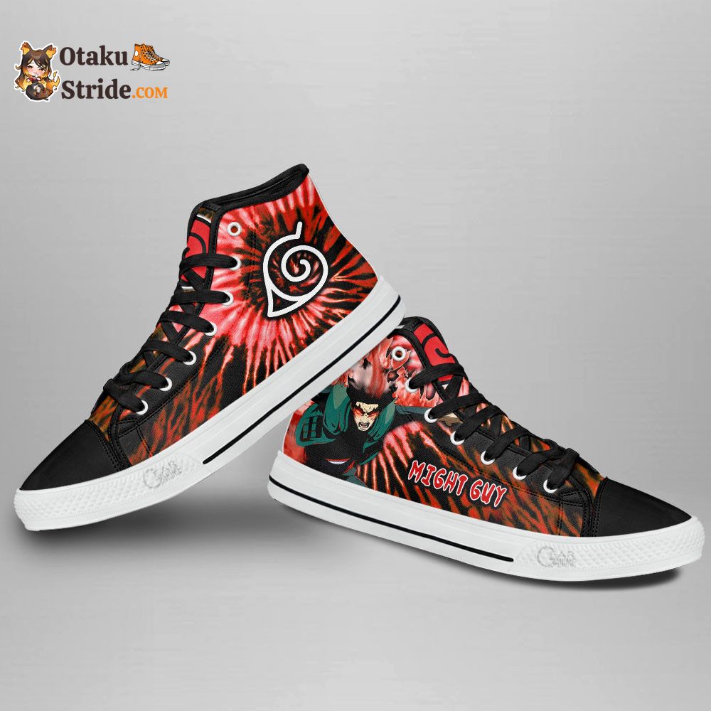 Custom Naruto Tie Dye High Tops – Might Guy NRT Sneakers Anime Shoes