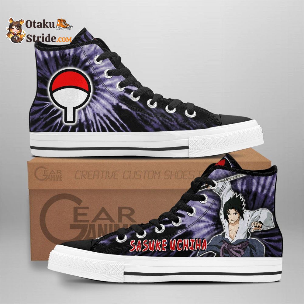 Sasuke Uchiha Custom Anime High Top Sneakers – Naruto Tie Dye Shoes