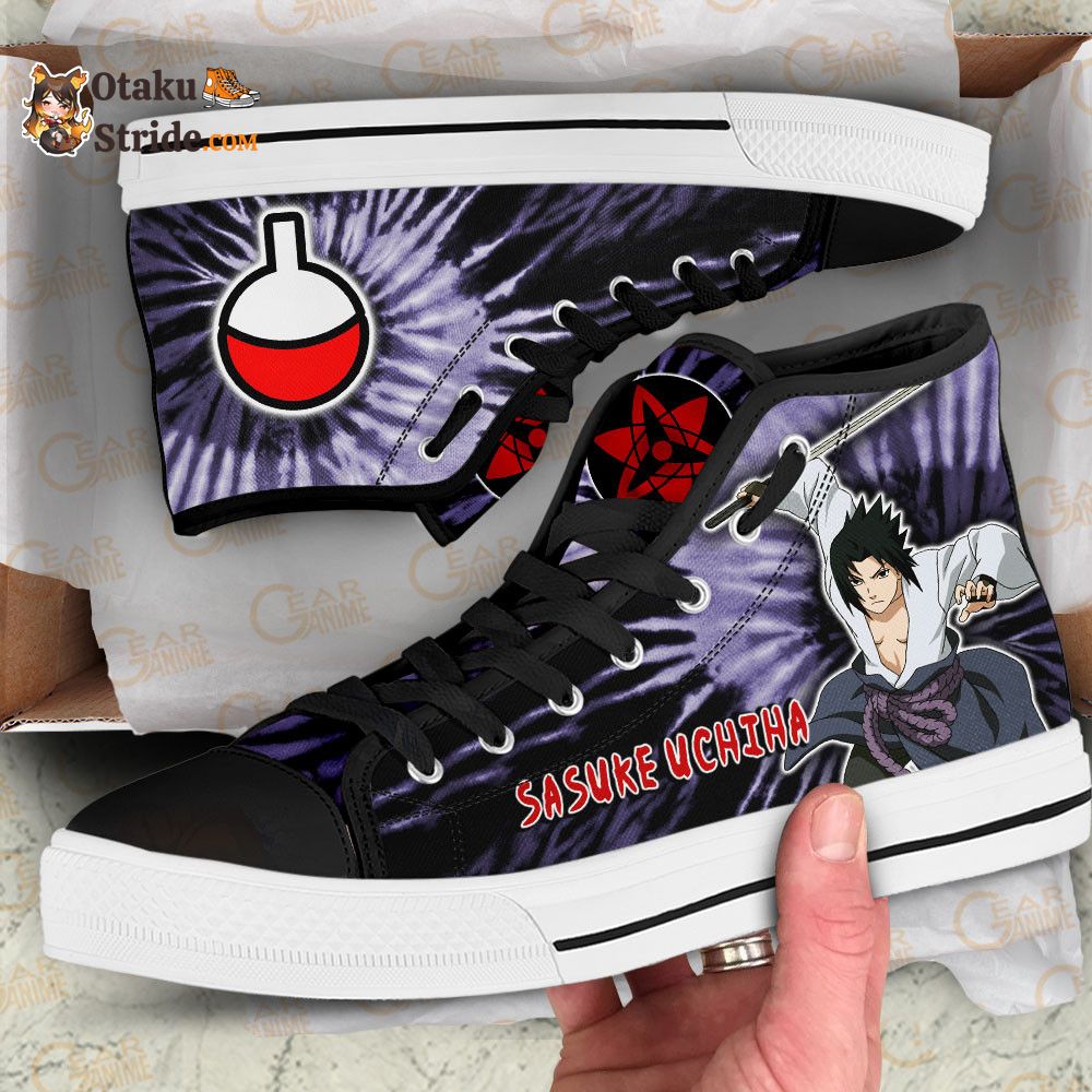 Sasuke Uchiha Custom Anime High Top Sneakers – Naruto Tie Dye Shoes