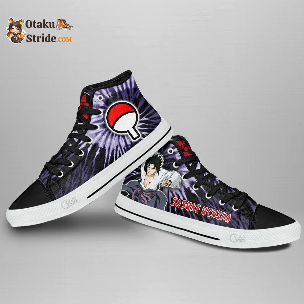 Sasuke Uchiha Custom Anime High Top Sneakers – Naruto Tie Dye Shoes