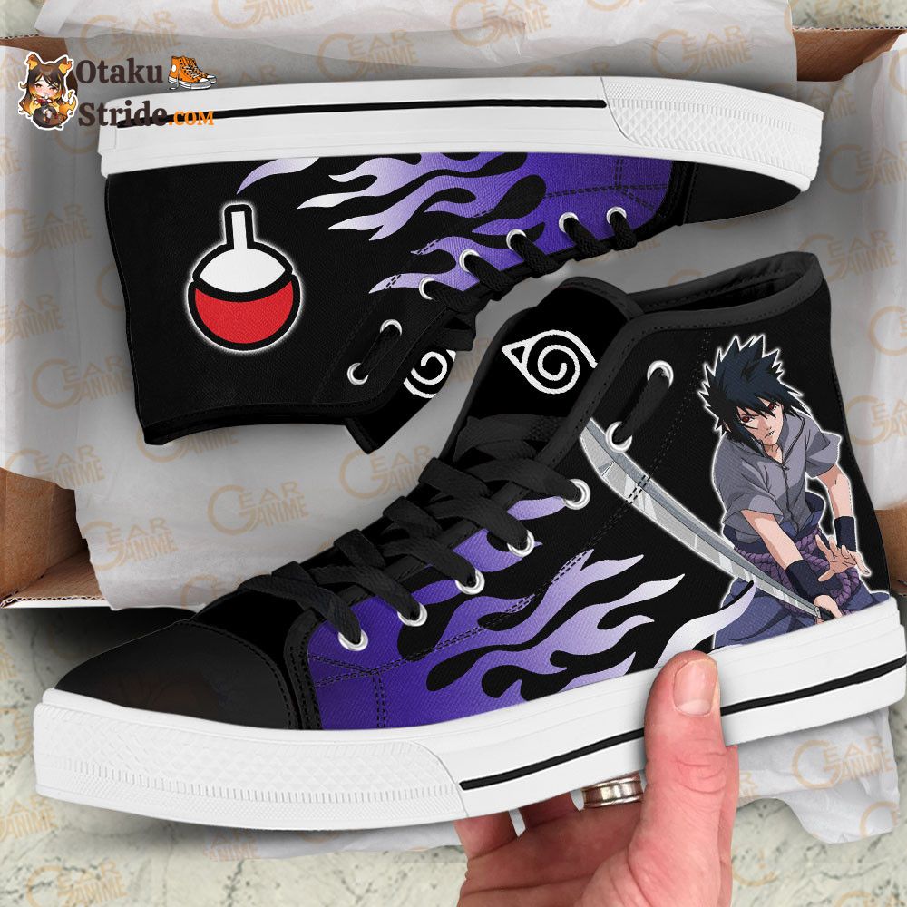 Sasuke Uchiha Custom Anime High Top Sneakers – Flame Style NRT Shoes