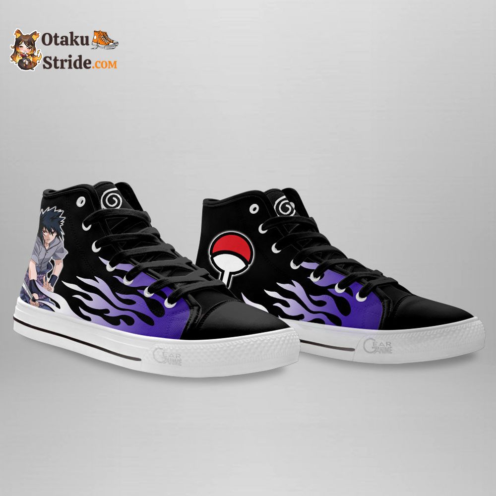 Sasuke Uchiha Custom Anime High Top Sneakers – Flame Style NRT Shoes