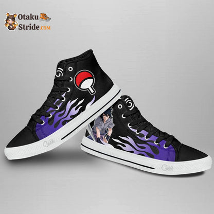 Sasuke Uchiha Custom Anime High Top Sneakers – Flame Style NRT Shoes