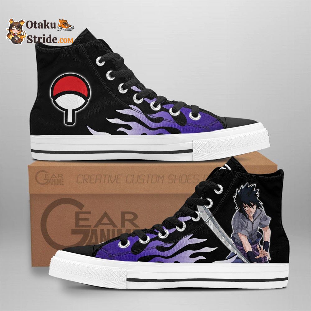 Sasuke Uchiha Custom Anime High Top Sneakers – Flame Style NRT Shoes