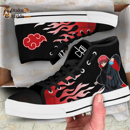 Custom Sasori High Top Akatsuki Flame Style Anime Sneakers – Naruto Footwear