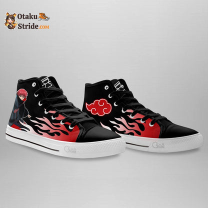 Custom Sasori High Top Akatsuki Flame Style Anime Sneakers – Naruto Footwear