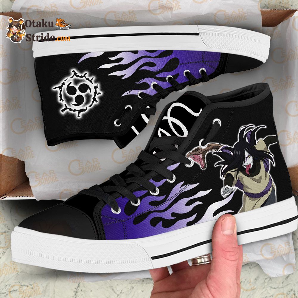 Custom Orochimaru High Top Sneakers with Flame Design – Naruto Anime Shoes