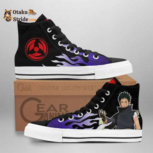 Obito Uchiha Custom Anime High Top Sneakers – Flame Style Naruto Shoes