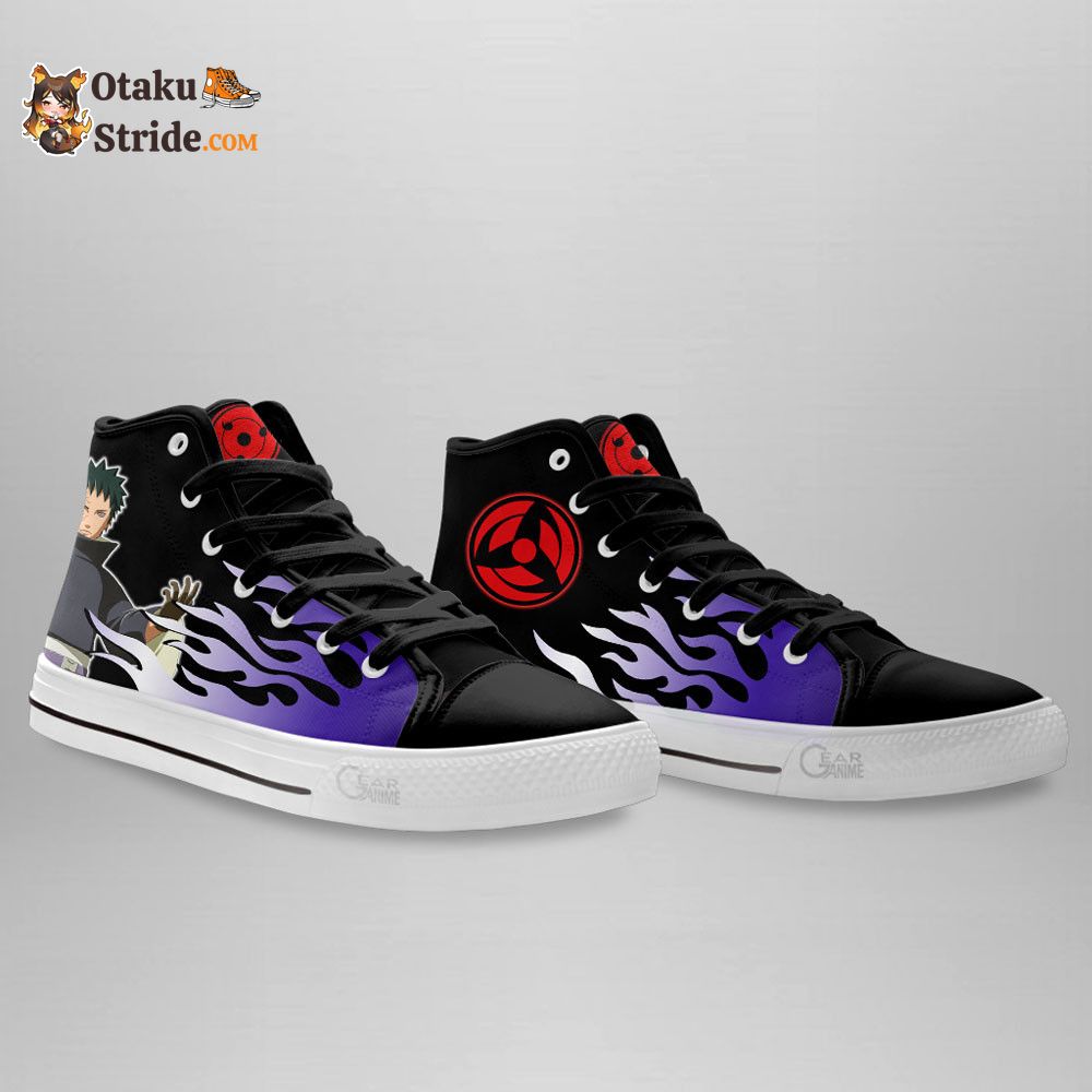 Obito Uchiha Custom Anime High Top Sneakers – Flame Style Naruto Shoes