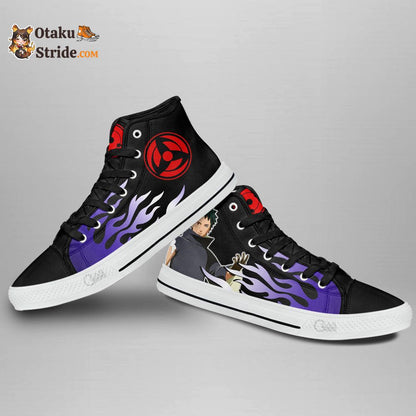 Obito Uchiha Custom Anime High Top Sneakers – Flame Style Naruto Shoes