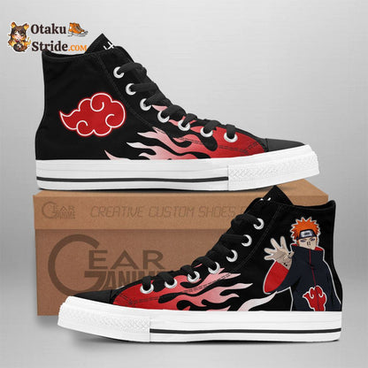 Pain High Top Shoes Akatsuki NRT Sneakers Flame Style – Naruto Shoes