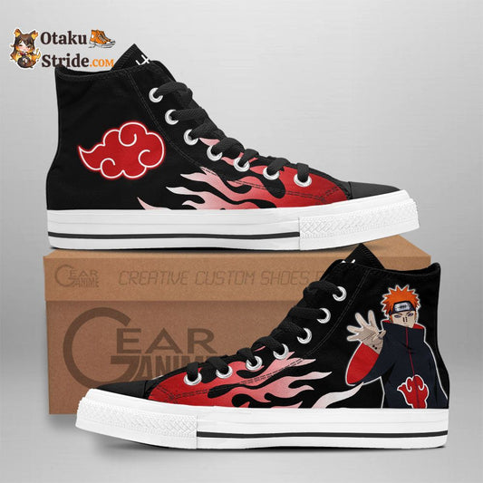 Pain High Top Shoes Akatsuki NRT Sneakers Flame Style – Naruto Shoes