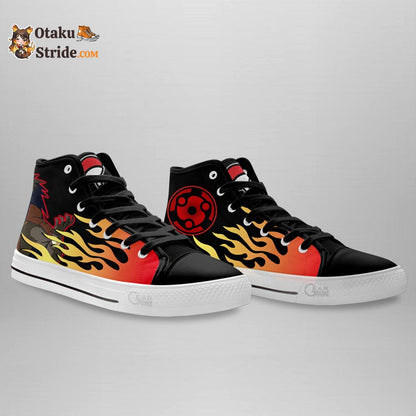 Custom Madara Uchiha Anime High Top Sneakers – Flame Style Naruto Shoes