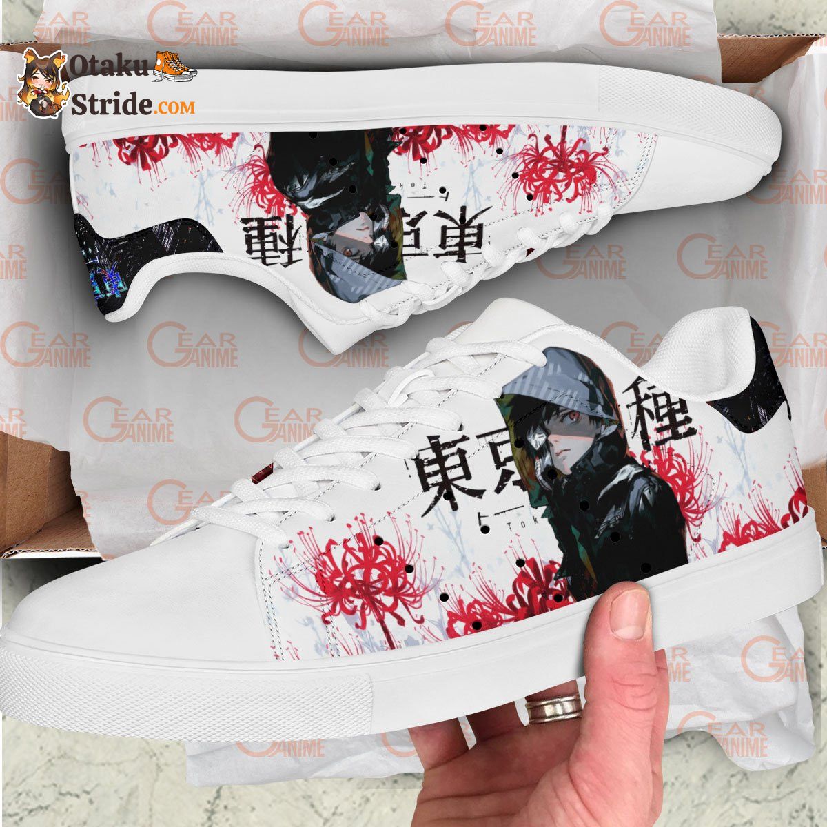 Kaneki Ken Skate Sneakers Custom Anime Tokyo Ghoul Shoes