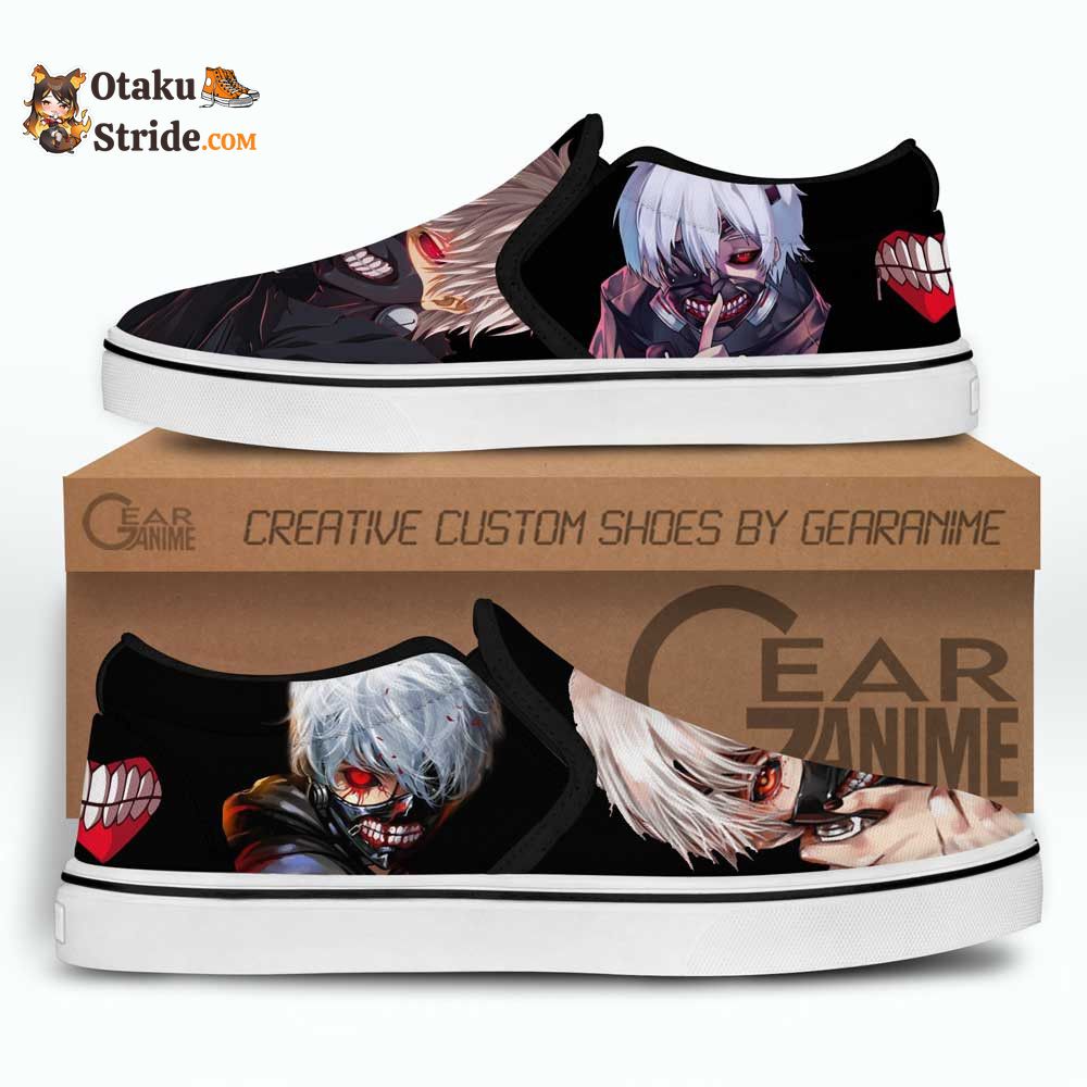 Tokyo Ghoul Ken Kaneki Slip-On Shoes Canvas Custom Anime Shoes