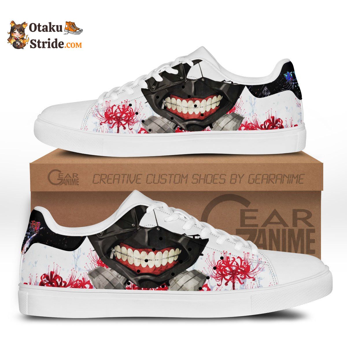 Kaneki Ken Mask Skate Sneakers Custom Anime Tokyo Ghoul Shoes