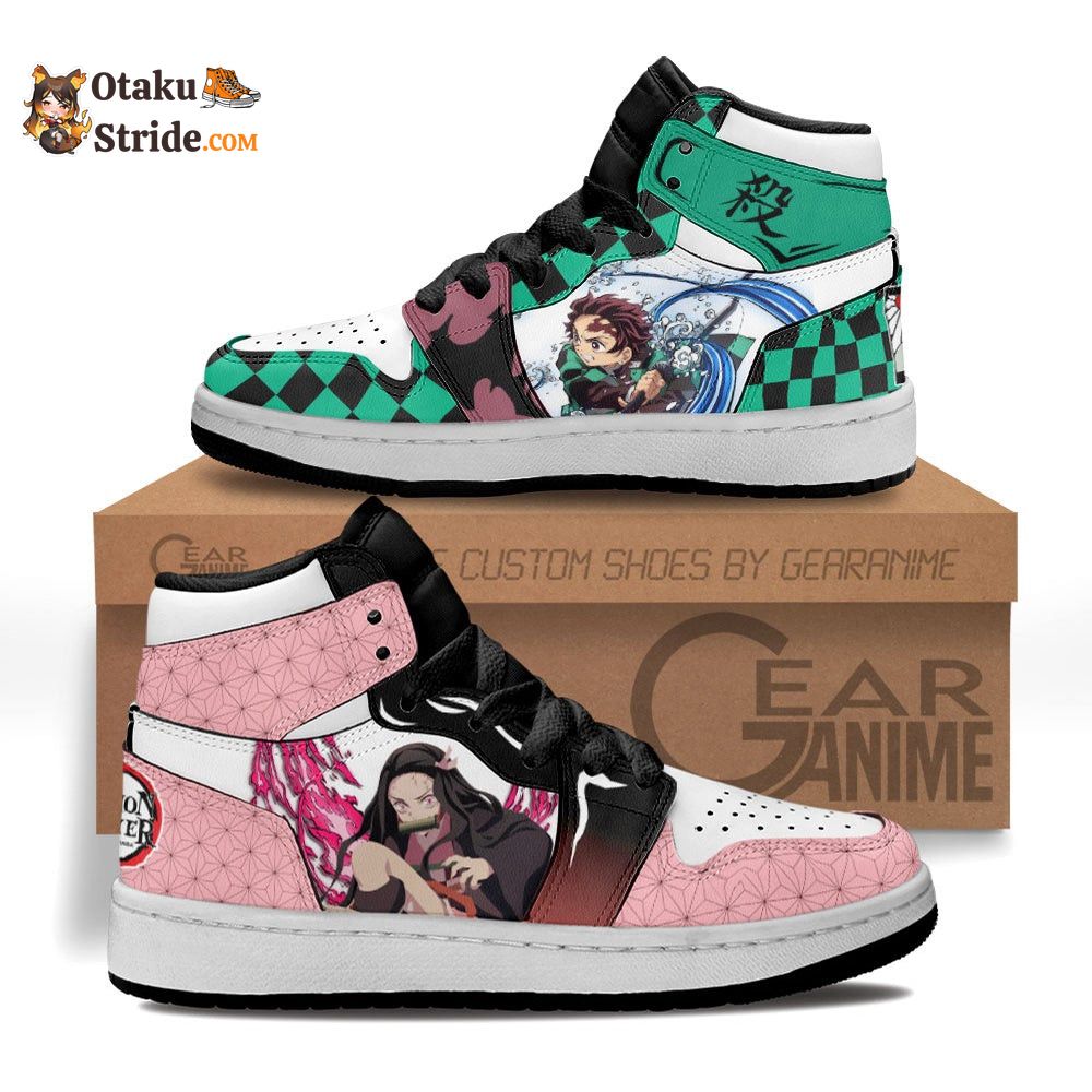 Tanjiro and Nezuko Kids Sneakers Anime Custom