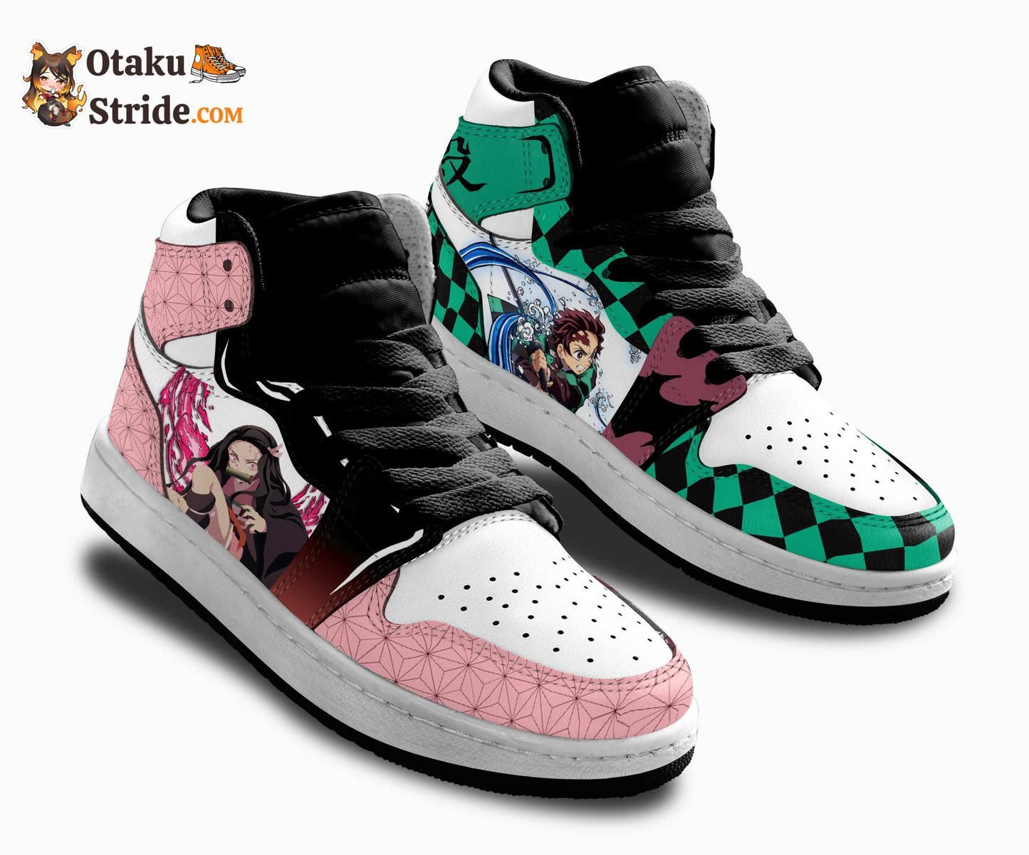 Tanjiro and Nezuko Kids Sneakers Anime Custom