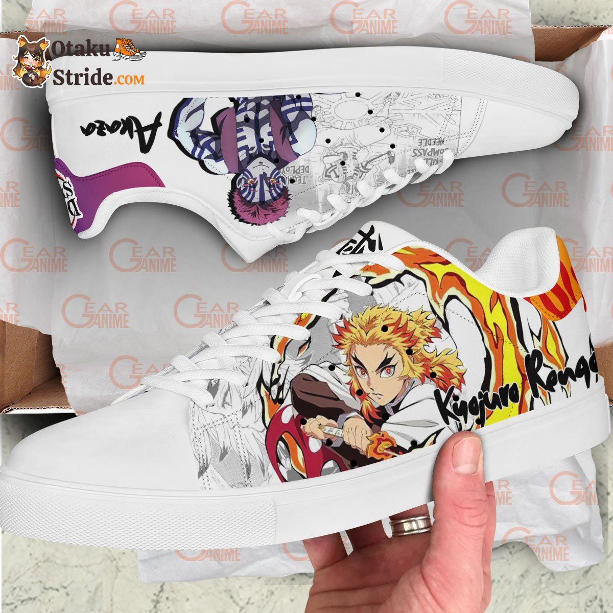 Akaza and Rengoku Skate Sneakers Custom Anime Shoes