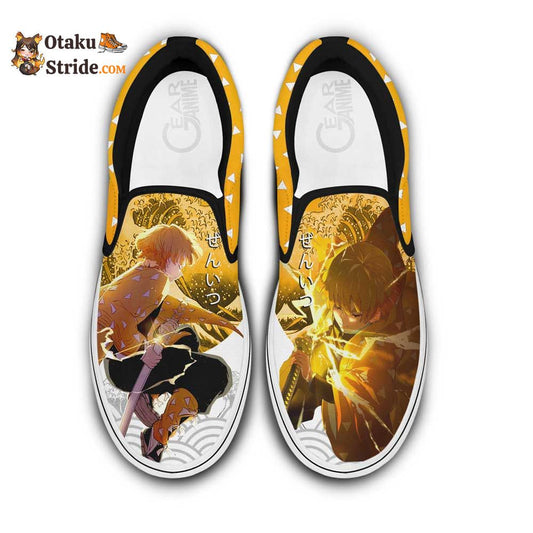 Zenitsu Thunder Slip-On Shoes Canvas Custom Anime Shoes
