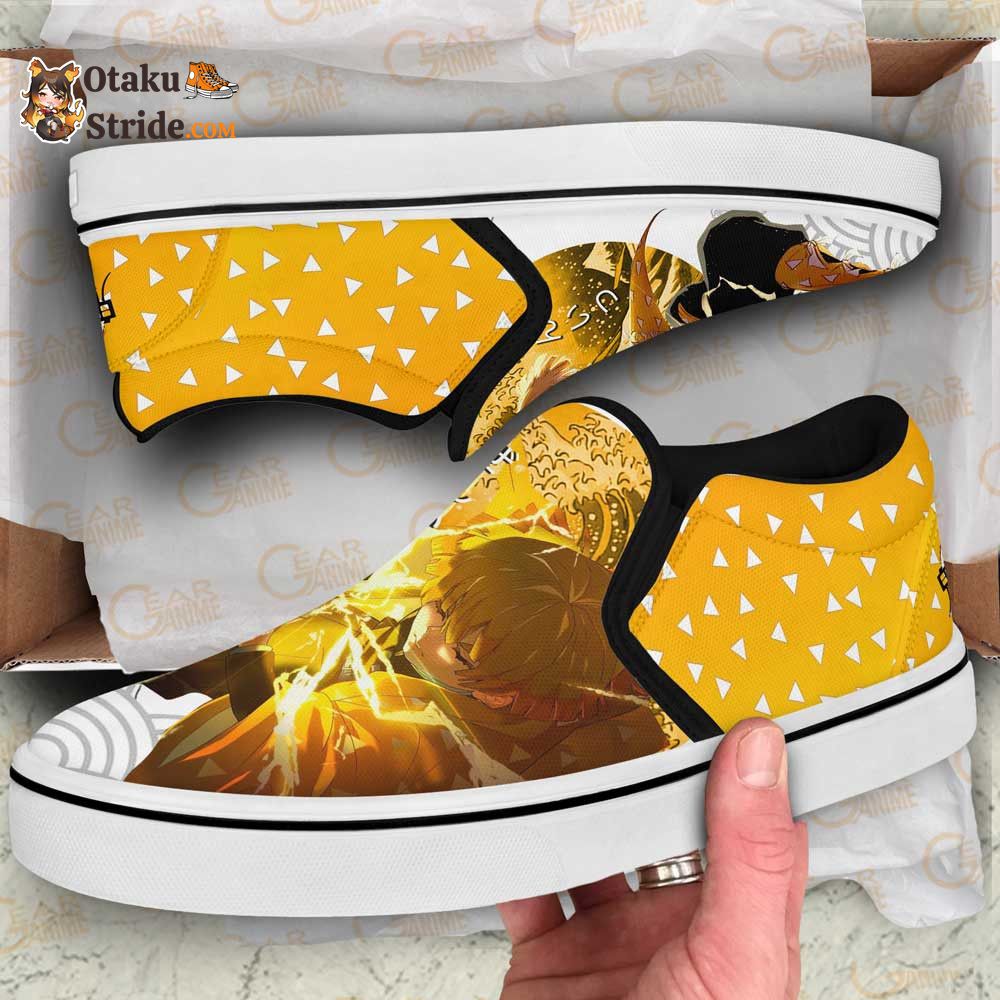 Zenitsu Thunder Slip-On Shoes Canvas Custom Anime Shoes